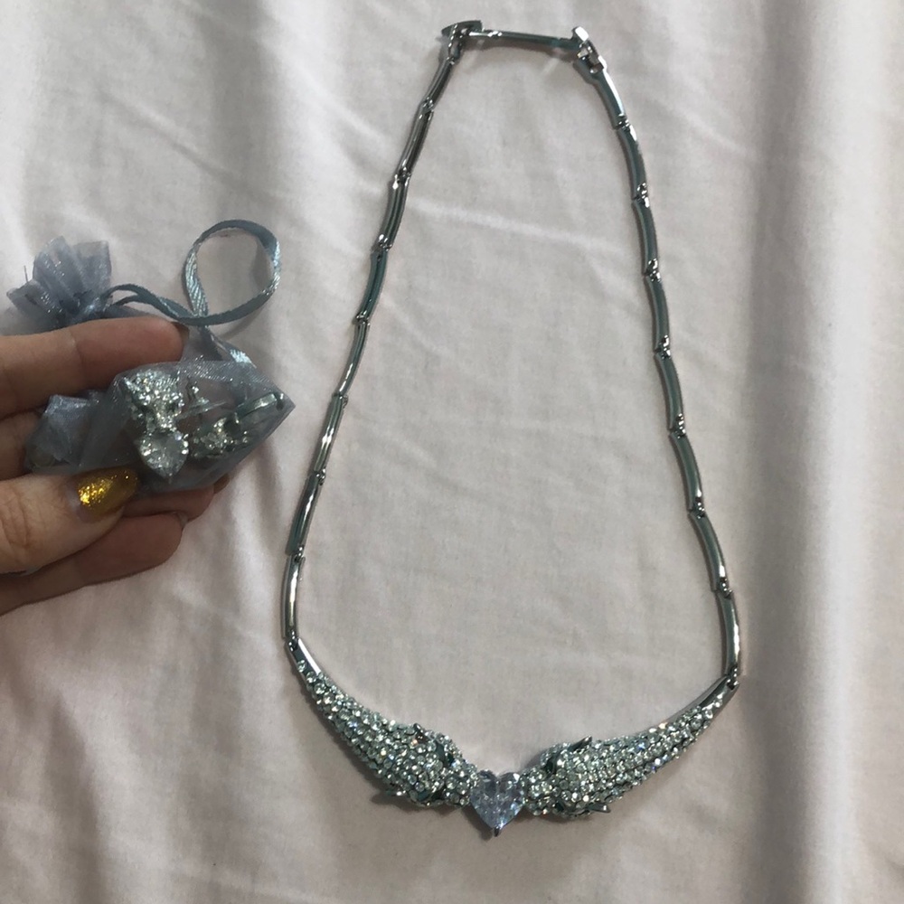 Crystal panther necklace and earrings